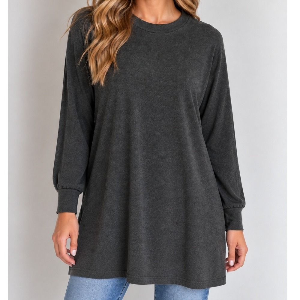 Eileen Fisher Knit Tunic Blouse Quiet Luxury Scandi Neutral Clean Girl Old Money